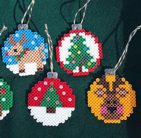 Beautiful Handmade Set of 8 Perler Bead Christmas Tree | Etsy | Perler bead ornaments pattern ...