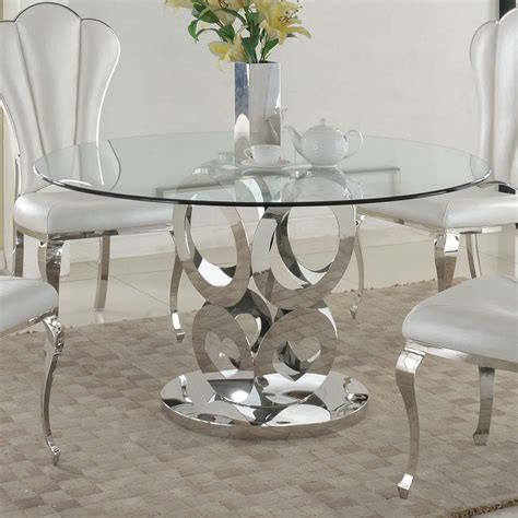 Chintaly Raegan Round Glass Topped Dining Table | Glass dining table ...