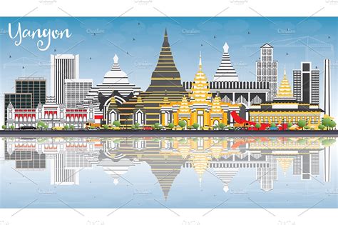 Yangon Skyline | Photoshop Graphics ~ Creative Market