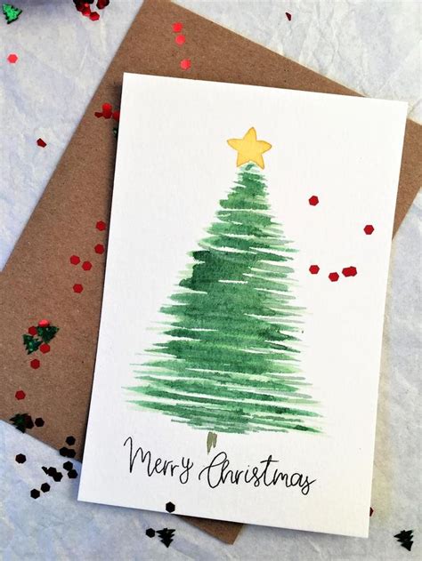 Set of 5 Cards Merry Christmas Greeting Card Handmade Card | Etsy | Painted christmas cards ...