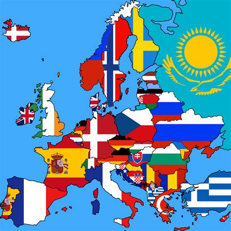 Flag map of europe but each flag determines that country's longest ...