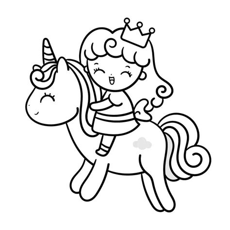 Princess riding Unicorn coloring page - Download, Print or Color Online for Free