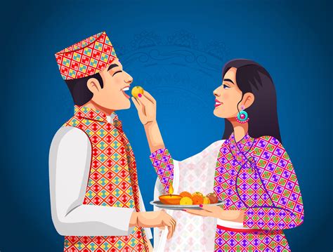 Bhai Tika or Bhai Tihar is a festival in Nepal, celebrated during the Tihar festival. Vector of ...