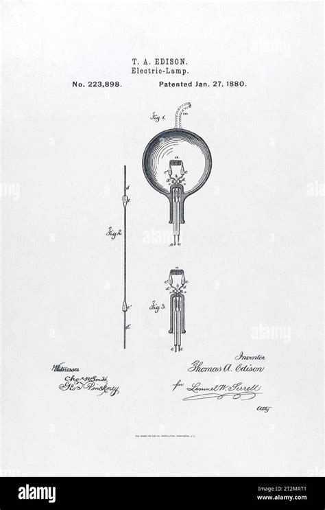 Thomas Edison Electric Lightbulb. US Patent application for Thomas Edison's Electric Lamp ...