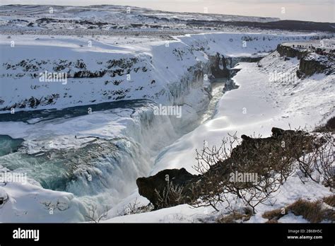 Gullfoss, frozen waterfalls, Iceland, Ísland, Europe Stock Photo - Alamy