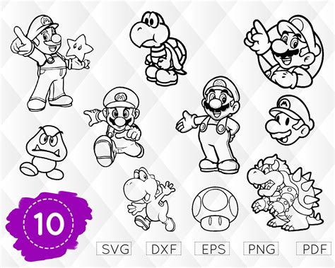 Mario Bros Characters Silhouette Outline