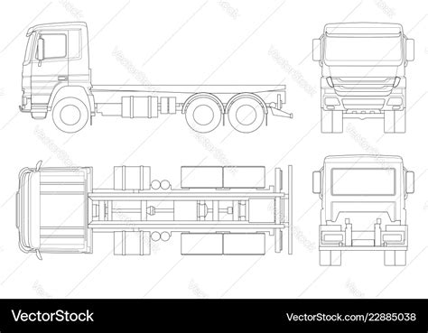 Truck tractor or semi-trailer truck in outline Vector Image