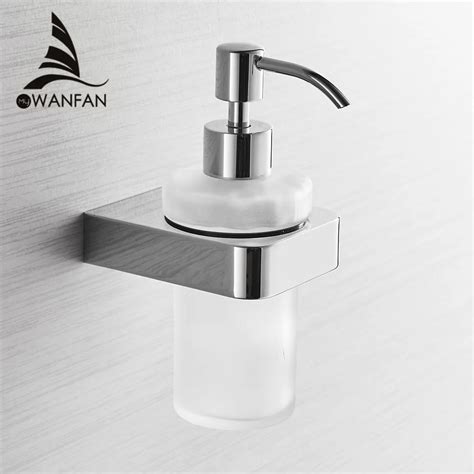 Liquid Soap Dispensers Chrome Color Soap Dispenser Wall Mounted With Frosted Glass Container ...