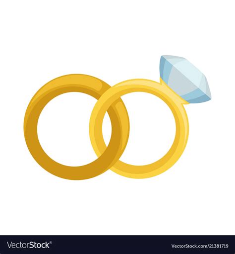 Gold wedding and engagement rings with diamond Vector Image