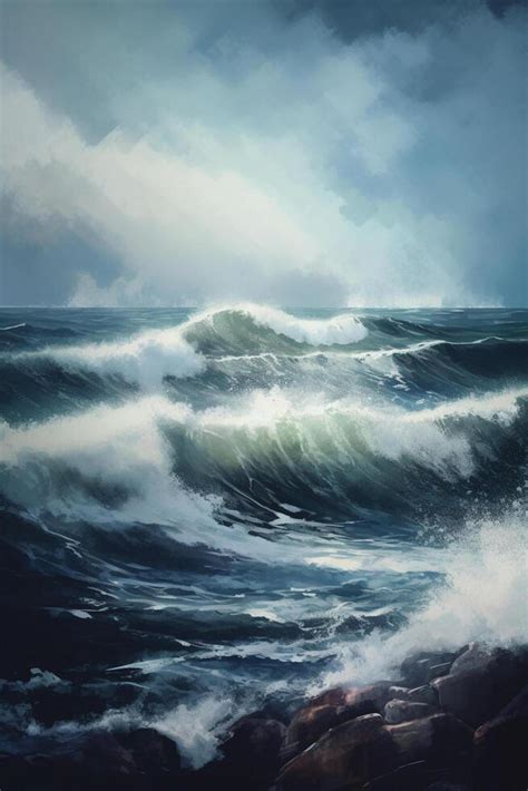 Stormy Ocean Waves A Painting of Dramatic Waves in a Storm 24063182 Stock Photo at Vecteezy