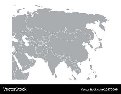 Gray asia map Royalty Free Vector Image - VectorStock