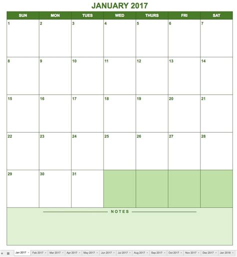 Free Google Sheets Calendar Template - Customize and Print