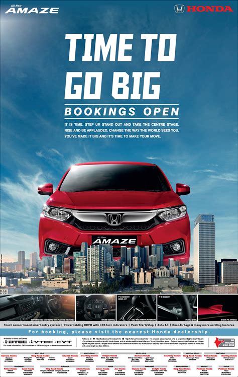 Honda Amaze Car Time To Go Big Ad - Advert Gallery