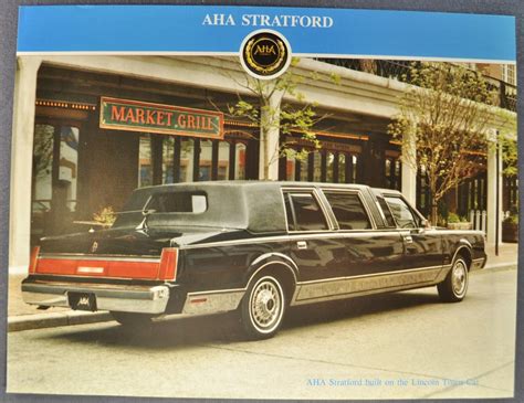 1986-1987 AHA Stratford Lincoln Town Car Limousine Brochure Sheet Original | eBay