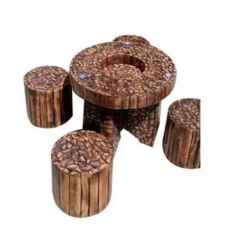 F Studio Brown Wooden Round Log Furniture at Rs 16500/set in New Delhi ...