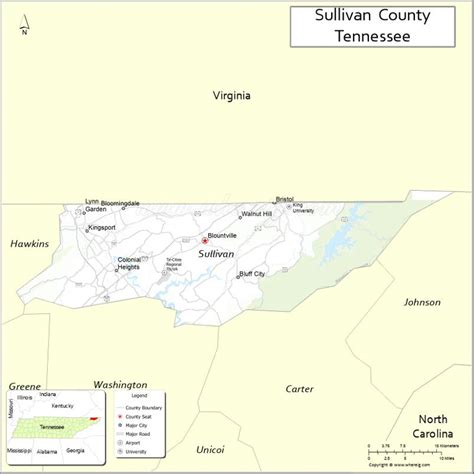 Map of Sullivan County, Tennessee - Where is Located, Cities, Population, Highways & Facts