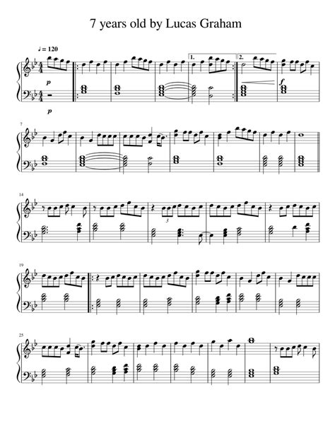 7 years old by Lucas Graham sheet music for Piano download free in PDF or MIDI