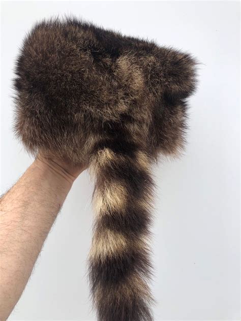 Davy Crockett Raccoon Hat Fur Hat Authentic Fur Leather - Etsy Canada