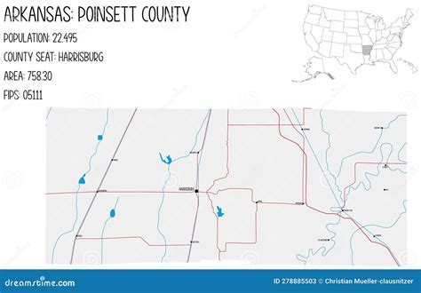 Arkansas, Poinsett County Map Vector Illustration | CartoonDealer.com #96865184