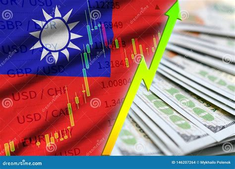 Taiwan Flag and Chart Growing US Dollar Position with a Fan of Dollar Bills Stock Illustration ...