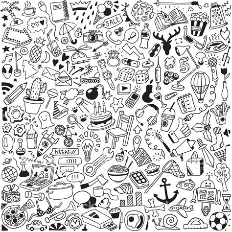 huge hand-drawn doodle set | Doodle illustration, Doodle drawings, Doodle art drawing