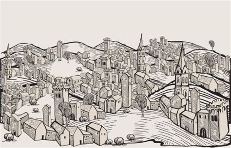 Medieval City Drawing Stock Illustration - Download Image Now - iStock