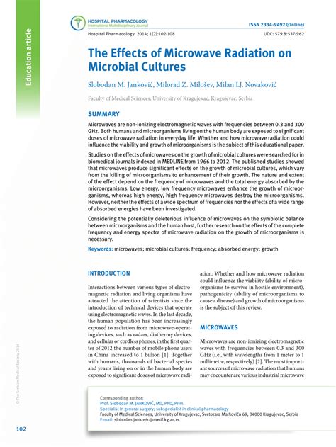 (PDF) The effects of microwave radiation on microbial cultures