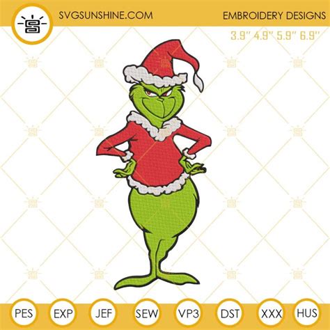 Grinch Embroidery Design, Grinch Christmas Embroidery Design File