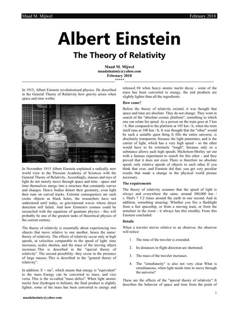 (PDF) Albert Einstein The Theory of Relativity