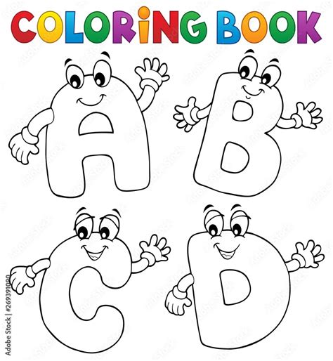 Coloring book cartoon ABCD letters 2 Stock Vector | Adobe Stock