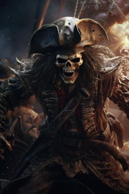 Premium Photo | Skeleton pirates jump run to fight