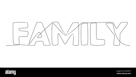 One continuous line of Family word. Thin Line Illustration vector concept. Contour Drawing ...