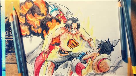 Drawing Ace saves Luffy Scene (Marineford Battle) || Ace Death || One Piece Sad Moments - YouTube