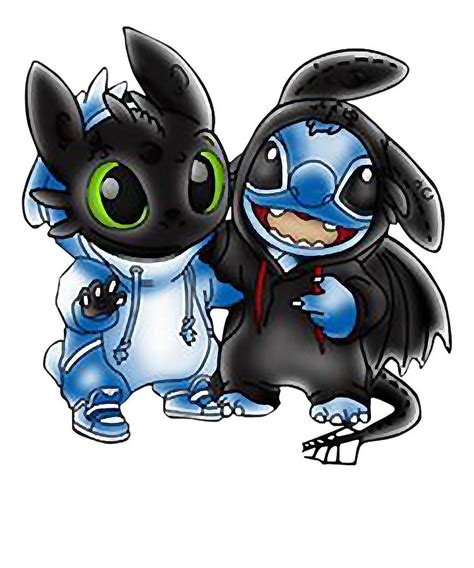 Genetically Modified Toothless Stitch And Toothless Night Fury Change Uni form Retro Digital Art ...