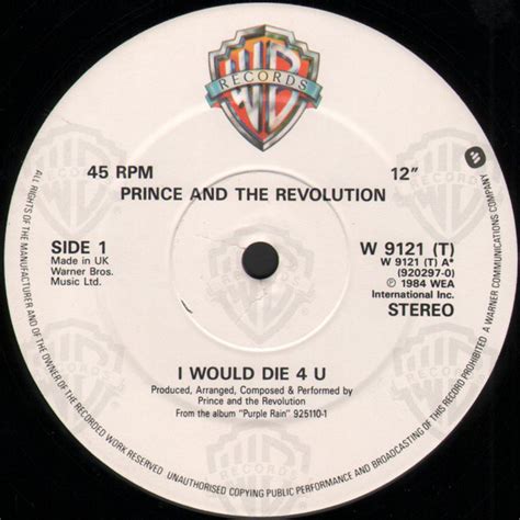 Prince And The Revolution - I Would Die 4 U (1984, Vinyl) | Discogs