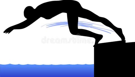 Swimmer Diving off Starting Block. Illustration of a swimmer diving off ...