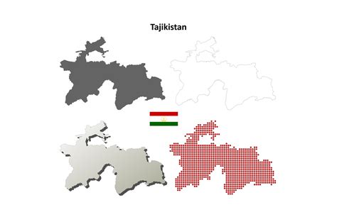 Tajikistan Outline Map Set Graphic by davidzydd · Creative Fabrica