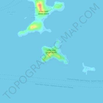 Little Saint James Island topographic map, elevation, terrain