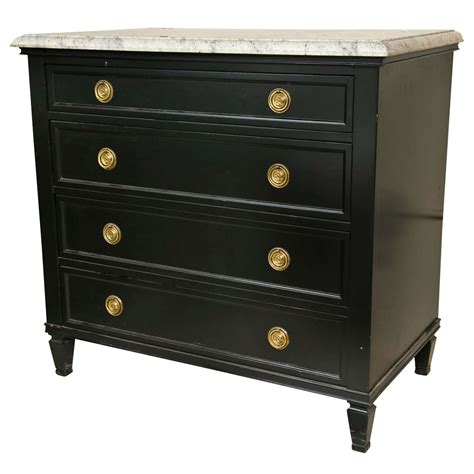 Marble Top Ebonized Dresser / Chest of Drawers at 1stdibs