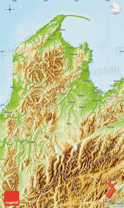 Physical Map of Tasman