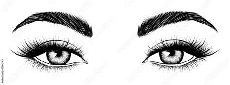 Hand-drawn female eyes. Attractive woman eyes. Black and white sketch ...