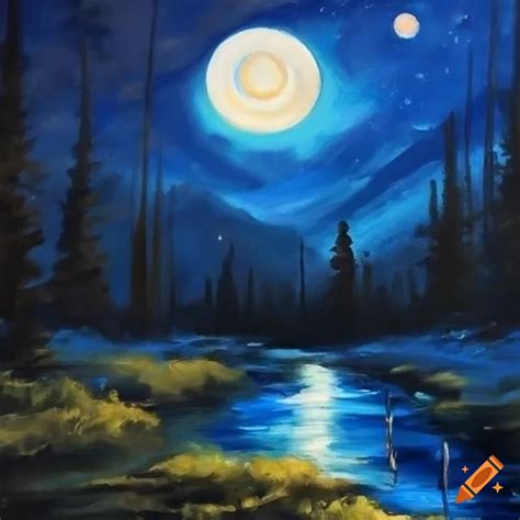 Nighttime landscape painting