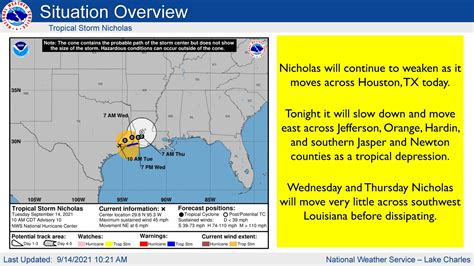 Tuesday Update on Tropical Storm Nicholas – Orange Worthy