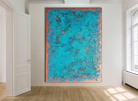 Original ABSTRACT PAINTING Custom Painting Large Canvas Art Turquoise ...