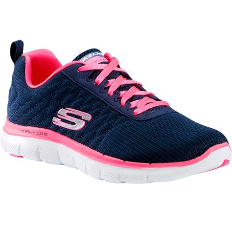 Chaussures marche sportive femme Flex Appeal bleu / rose SKECHERS ...