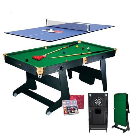 Riley Folding Snooker Table - 6ft - 4 in 1 - snooker, pool, table tennis, darts - Vertical ...