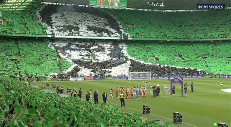 Celtic fans with a full stadium tifo to celebrate the Scottish ...