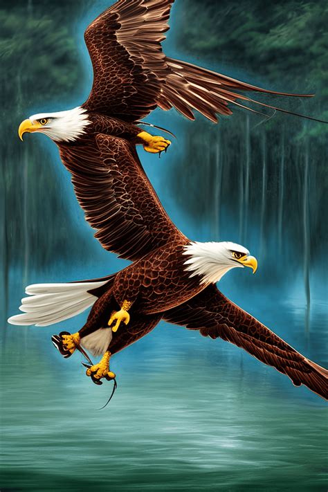 Eagle Catching Fish Digital Painting · Creative Fabrica