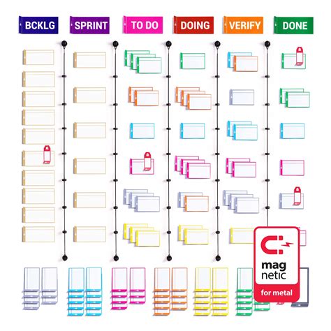 Scrum kanban magneten - Taak Kaarten M (medium) - 12 kleuren - PATboard