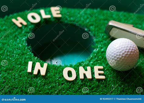 Hole in one golf stock image. Image of lawn, round, golfball - 92493317